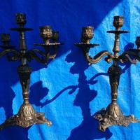 Coppia di candelabri 5 bracci in ottone vintage