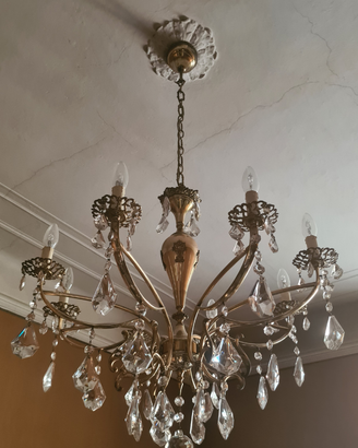 Set lampadario + 2 appliques in cristalli Boemia