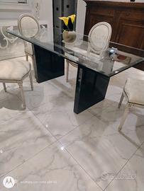 Tavolo in cristallo molato lungo 195 cm