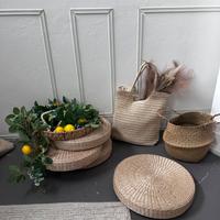 Kit Fondo Boho Naturale – Ceste in Paglia + Borsa