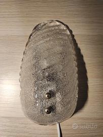 Applique vintage anni 70 in vetro ghiaccio Murano 