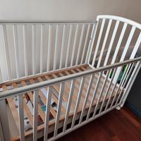 Lettino Pali bianco, rete e sponde alt. regolabili