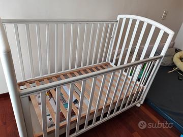 Lettino Pali bianco, rete e sponde alt. regolabili