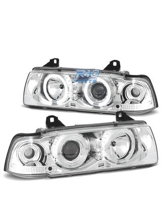 FARI BMW E36 90-99 ANGEL EYES CCFL FONDO CROMATO