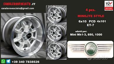 Cerchi Minilite 6x10 4x101,6 et-7 silver mini tuv