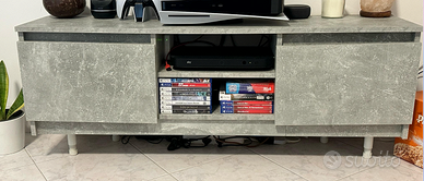 mobiletto grigio per TV, sotto TV e per audio