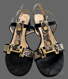 Sandalo Pitone e Velour Nero Estivo Donna - Albano