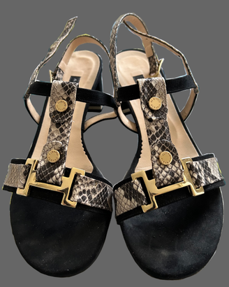 Sandalo Pitone e Velour Nero Estivo Donna - Albano
