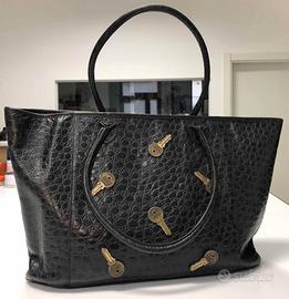 BORSA VINTAGE RARA MOSCHINO KEYS BLACK TOTE BAG