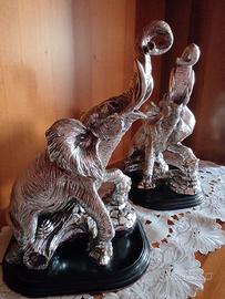 Statue Elefanti argentati