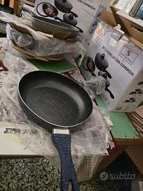 tris padelle 6pz, complete di coperchi con m