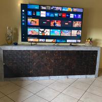 porta tv con cassetto ribalta ante finta legnaia