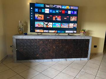porta tv con cassetto ribalta ante finta legnaia