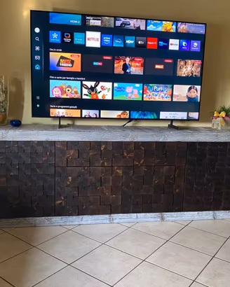 porta tv con cassetto ribalta ante finta legnaia