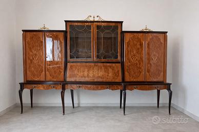 Credenza vetrina vintage anni 50 con intarsi