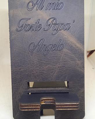 Portacellulate legno e cuoio Festa del Papa'
