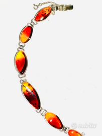 Bracciale in Ambra naturale e Argento 925