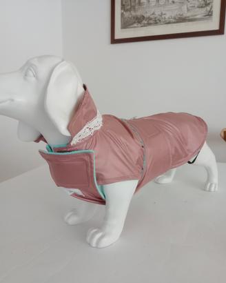 impermeabile cane, rosa e fodera Verde menta