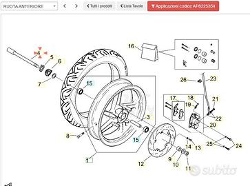 Perno ruota anteriore Aprilia RS50 AP8225354