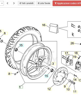Perno ruota anteriore Aprilia RS50 AP8225354