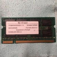 RAM sodimm Infineon pc2100 512mb ddr 266 cl2