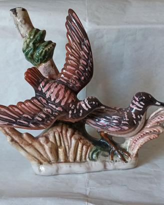 Bottiglia a forma di uccelli in ceramica