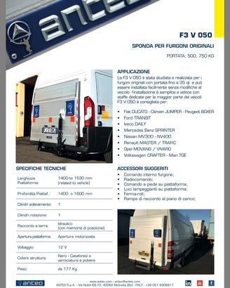 Sponda caricatrice idraulica furgone FIAT DUCATO