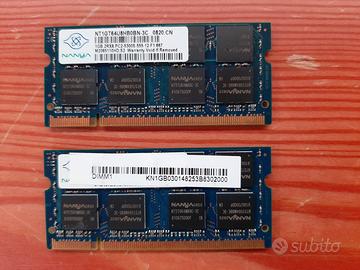 2x RAM da 1GB SODIMM 667MHz DDR2 per Laptop
