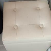 Coppia di pouf contenitore in pelle crema/beige