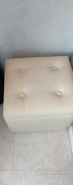 Coppia di pouf contenitore in pelle crema/beige