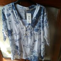 blusa donna nuova con cartellino,bianca a fiori 