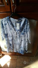 blusa donna nuova con cartellino,bianca a fiori 