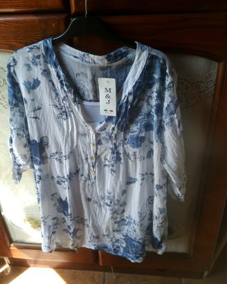 blusa donna nuova con cartellino,bianca a fiori 