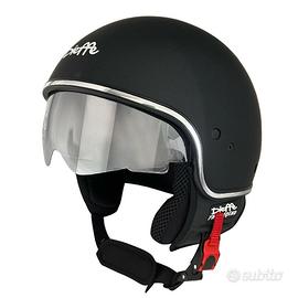 CASCO DIEFFE NERO OPACO CON VISIERINO A SCOMPARSA