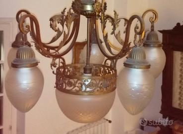 lampadario ottone in stile Liberty 