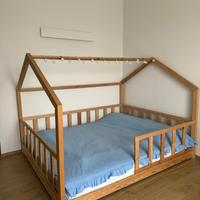 Letto casetta matrimoniale 160x200 in pino natura