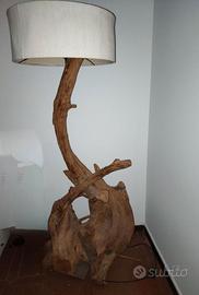 Piantana artistica su tronco d'albero