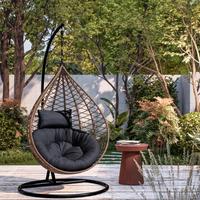 Poltrona sospesa in polyrattan caffè con cuscino 