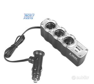 ADATTATORE PRESA ACCENDISIGARI AUTO 12V CON 3 INGR