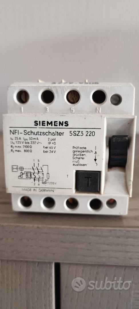 Siemens Differenziale Salvavita 2P+N 25A 220V - Giardino e Fai da