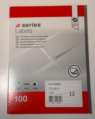 Etichette adesive A4 NUOVE SIGILLATE – 1200 pezzi