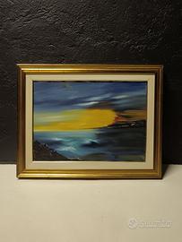 Paesaggio Informale Olio su Tela 1970 - Tramonto