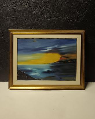 Paesaggio Informale Olio su Tela 1970 - Tramonto