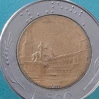 Rara 500 lire bimetallica del 1987 co