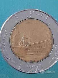 Rara 500 lire bimetallica del 1987 co
