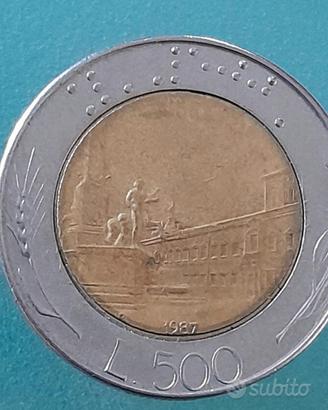 Rara 500 lire bimetallica del 1987 co