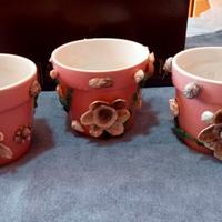 tris di vasi fiori artigianali 