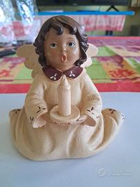 statuetta in ceramica angelo con candela 11x 11 cm