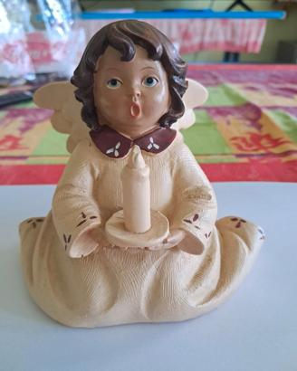 statuetta in ceramica angelo con candela 11x 11 cm