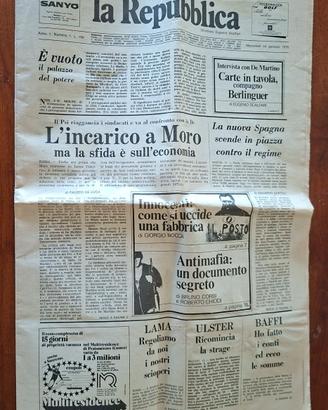 Ogg Primo numero de "la Repubblica" 14 Gennaio 197